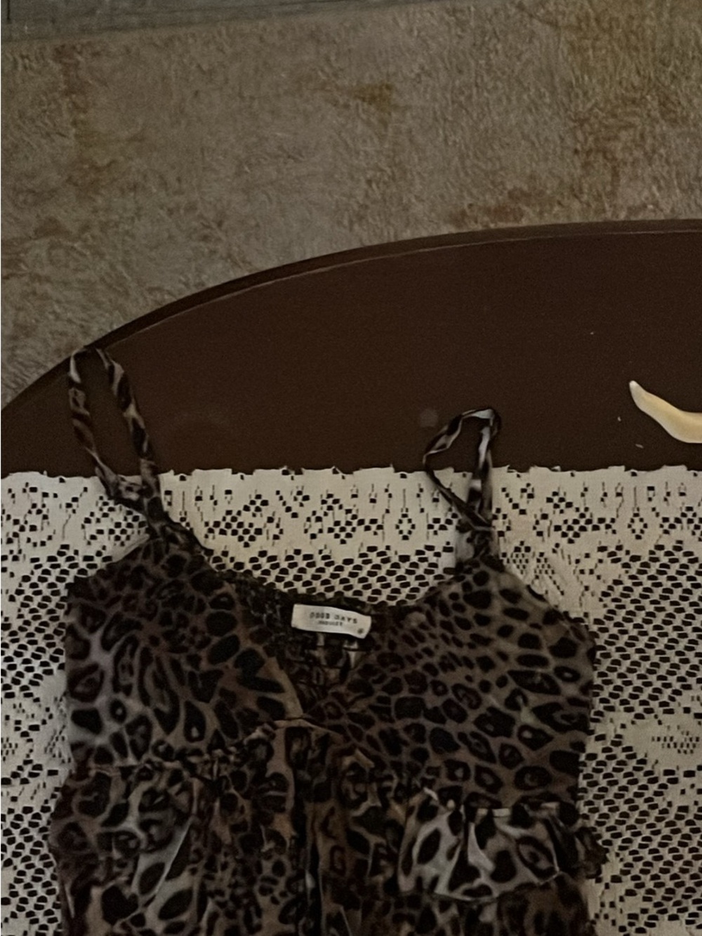 Leopard Print Spaghetti Strap Dress - Brown/Black